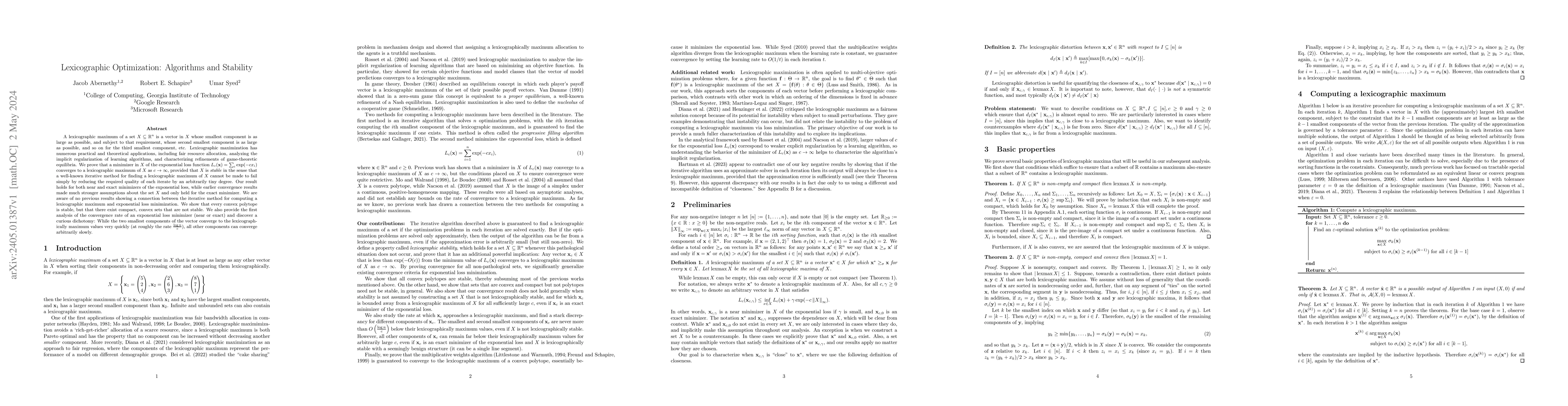 Thumbnail for Lexicographic Optimization: Algorithms and Stability