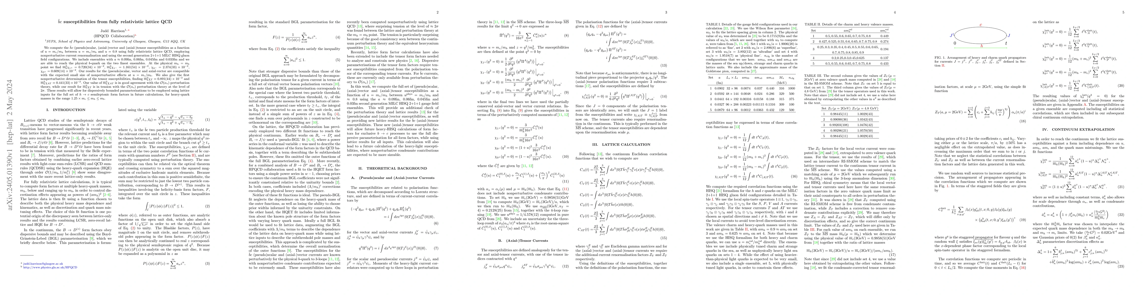 Thumbnail for $\bar{b}c$ susceptibilities from fully relativistic lattice QCD