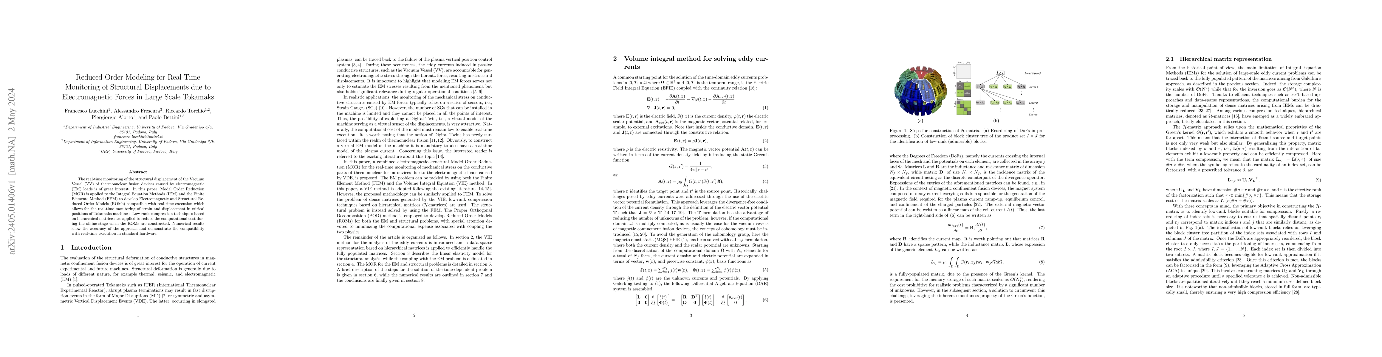 Thumbnail for Reduced Order Modeling for Real-Time Monitoring of Structural
  Displacements due to Electromagnetic Forces in Large Scale Tokamaks