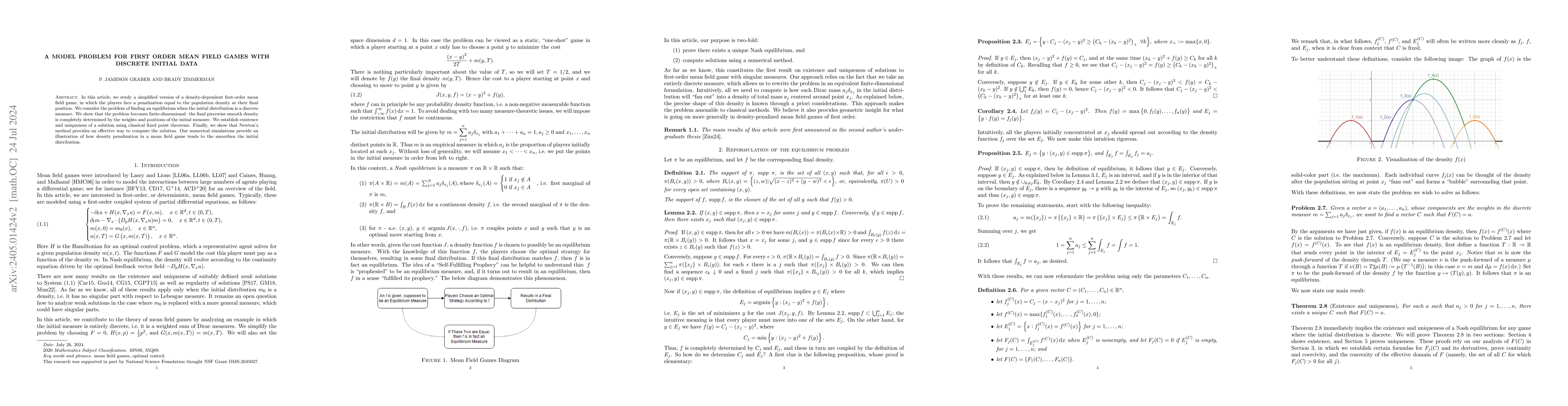 Thumbnail for A Model Problem for First Order Mean Field Games with Discrete Initial
  Data
