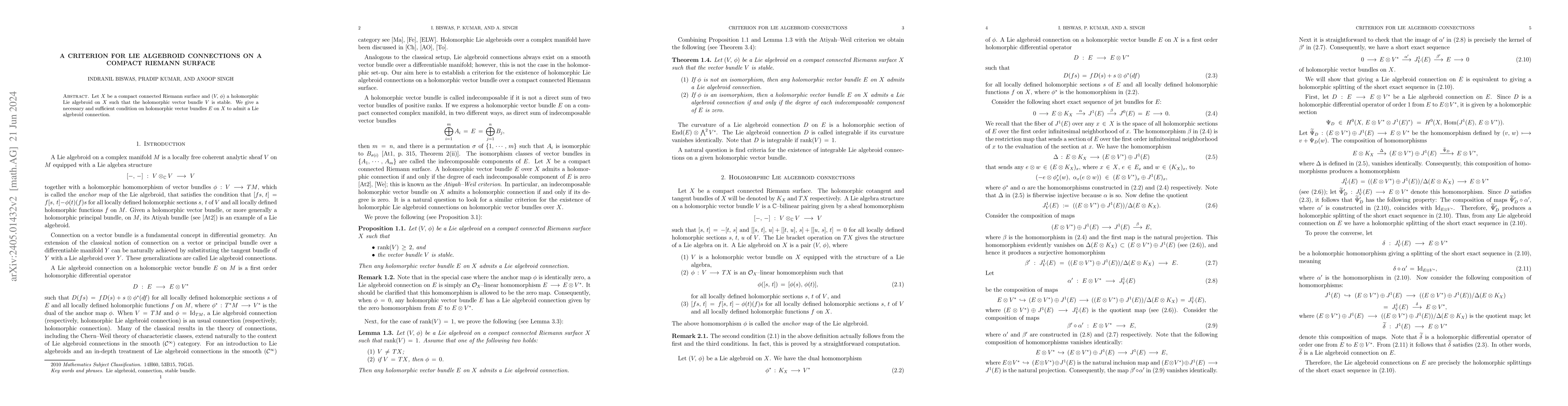 Thumbnail for A criterion for Lie algebroid connections on a compact Riemann surface