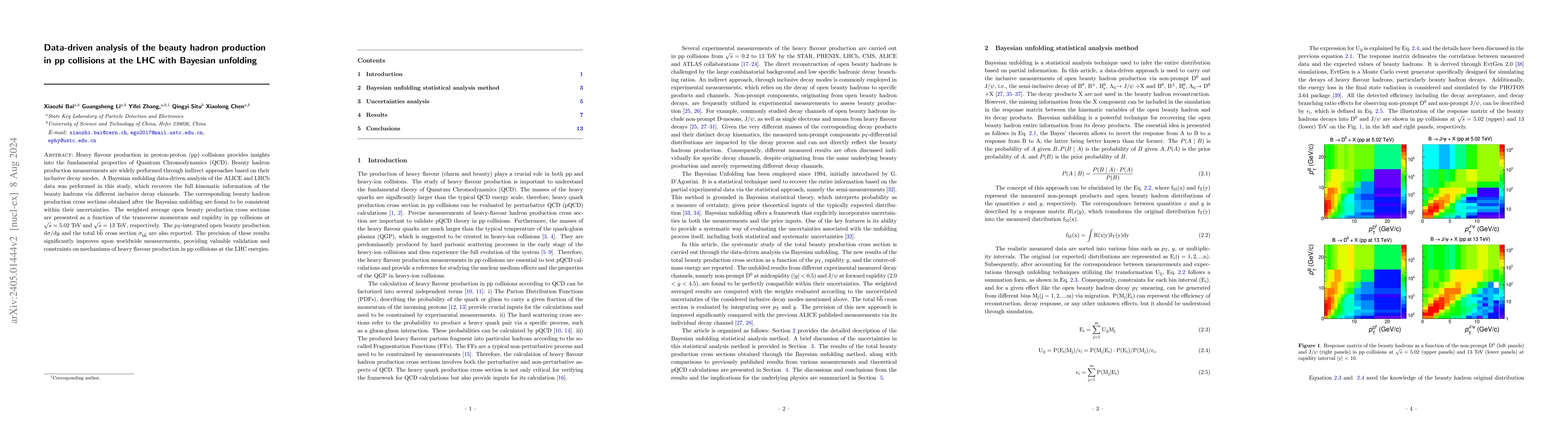 Thumbnail for Data-driven analysis of the beauty hadron production in p+p collisions
  at the LHC with Bayesian unfolding