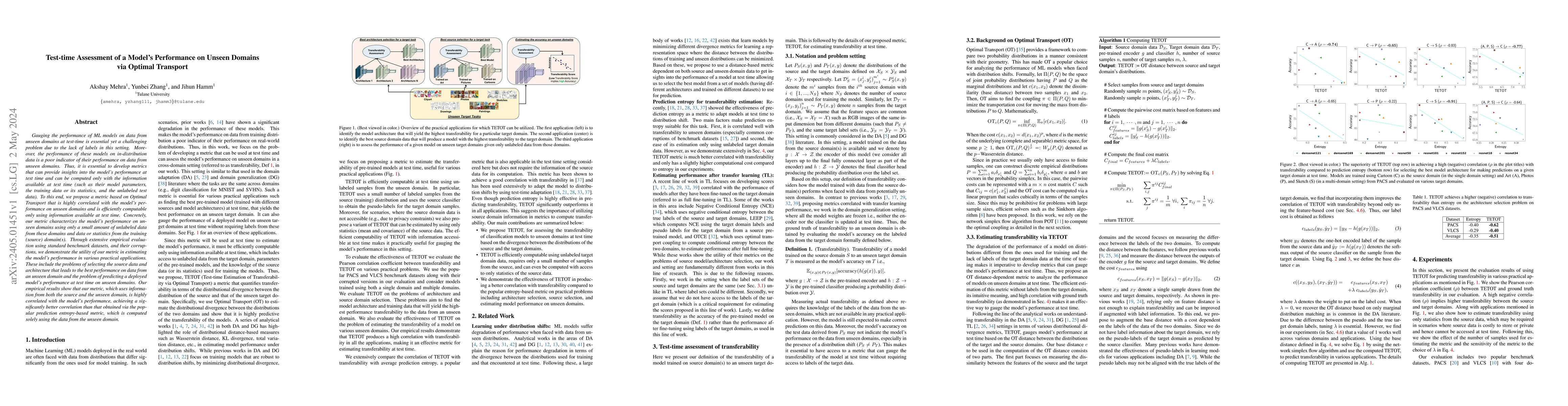 Thumbnail for Test-time Assessment of a Model's Performance on Unseen Domains via
  Optimal Transport