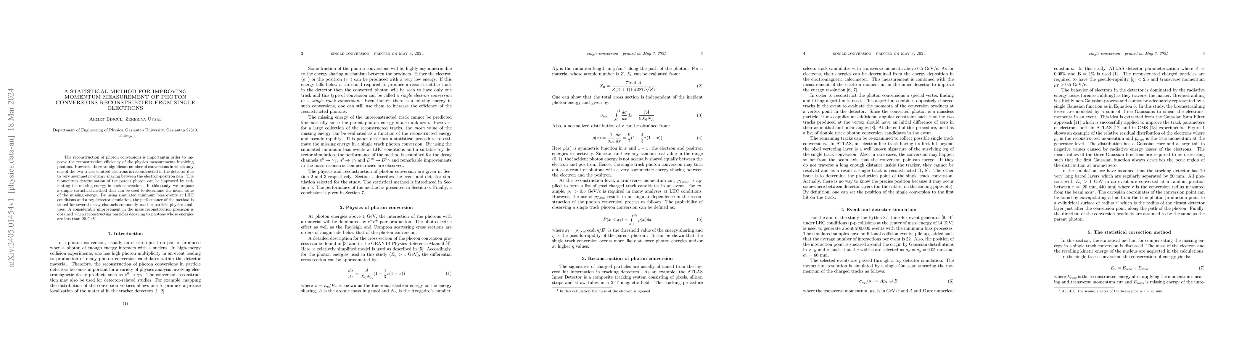 Thumbnail for A Statistical Method for Improving Momentum Measurement of Photon
  Conversions Reconstructed from Single Electrons
