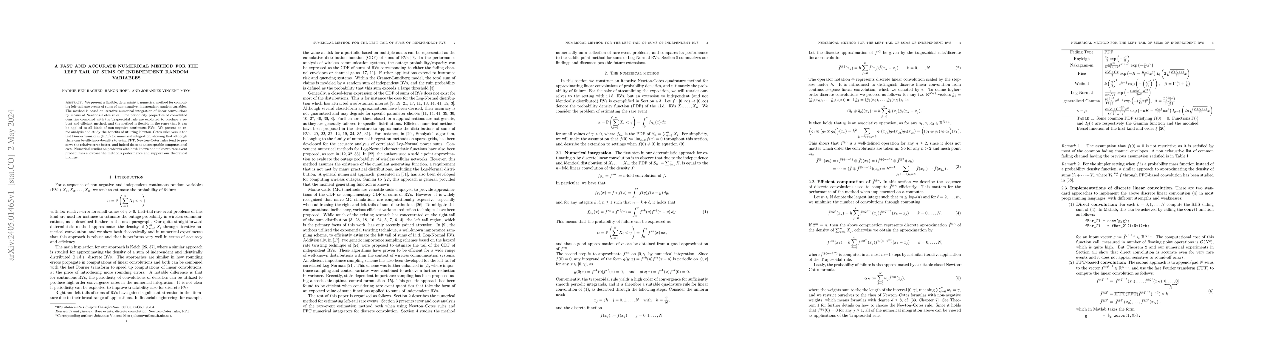 Thumbnail for A Fast and Accurate Numerical Method for the Left Tail of Sums of
  Independent Random Variables