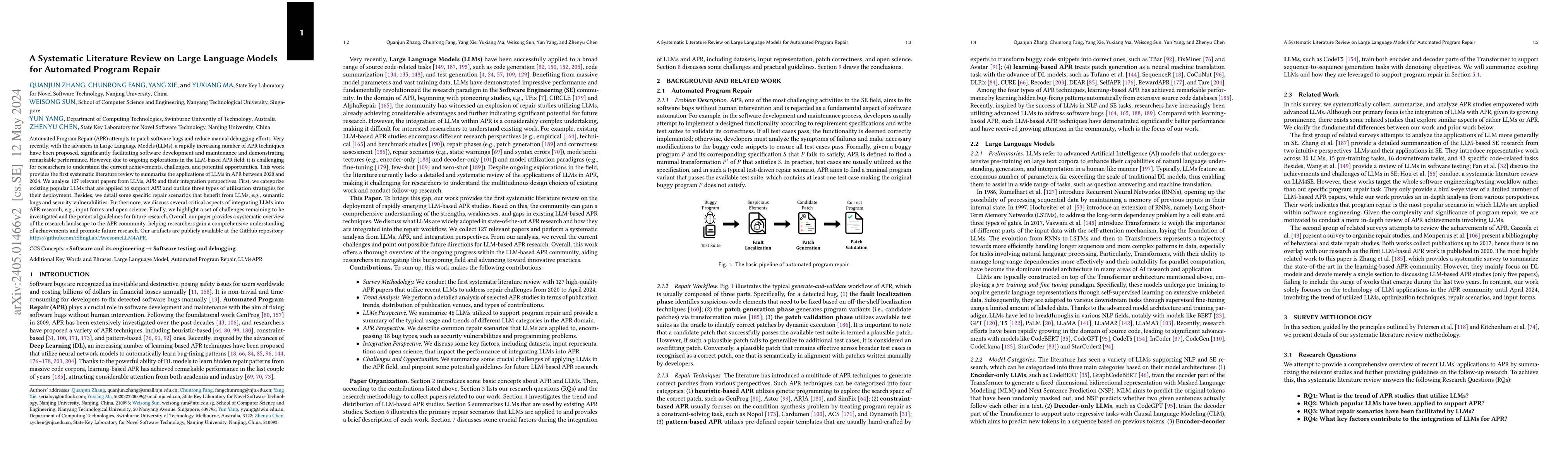 Thumbnail for A Systematic Literature Review on Large Language Models for Automated
  Program Repair
