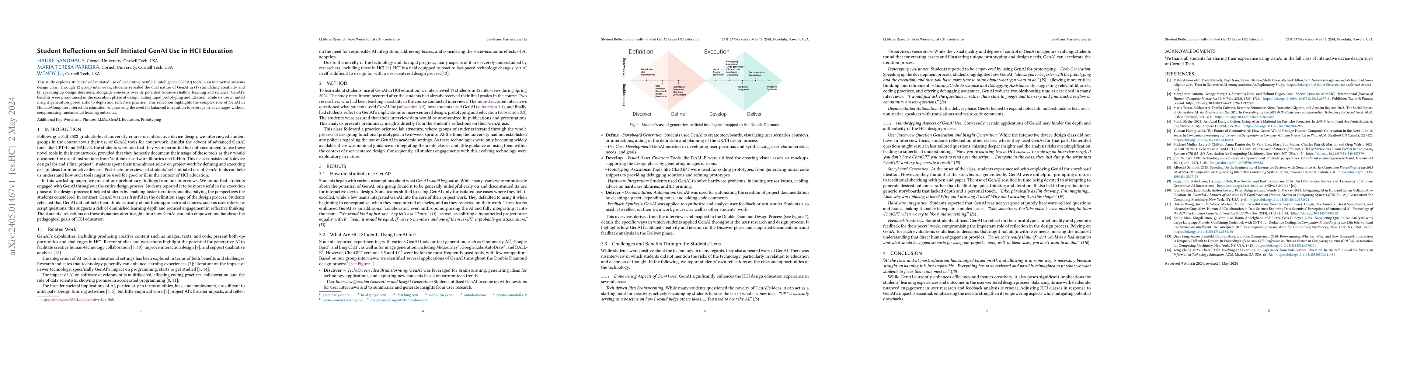 Thumbnail for Student Reflections on Self-Initiated GenAI Use in HCI Education