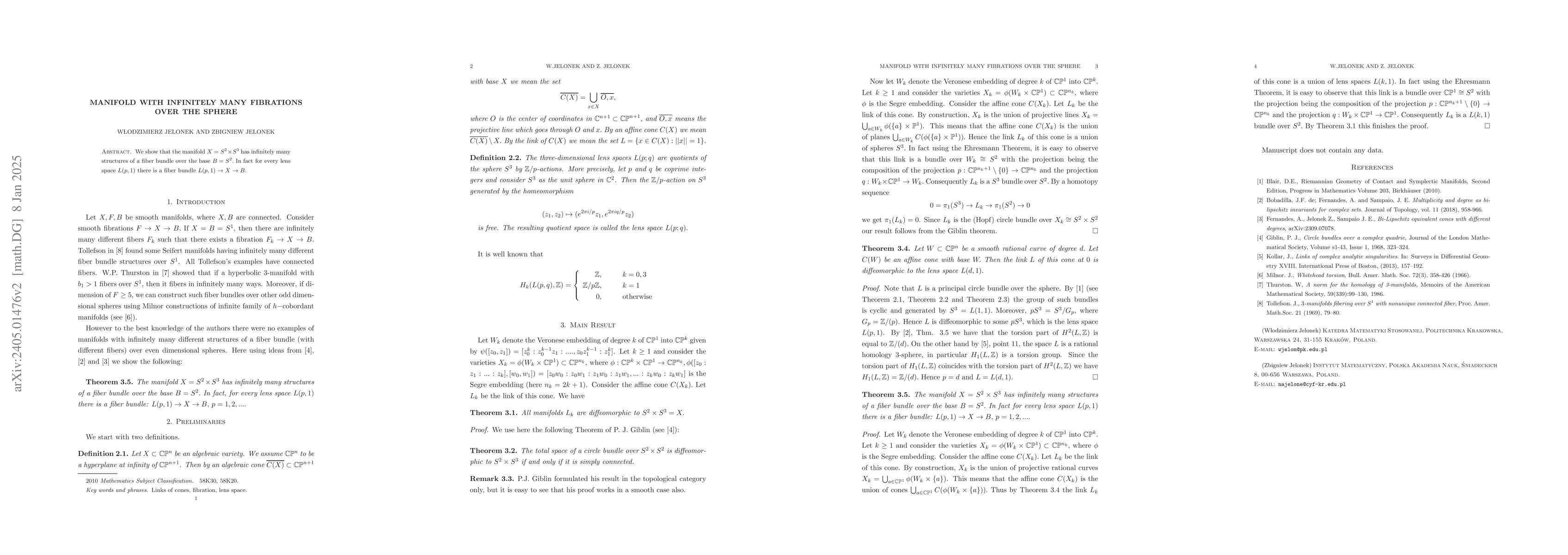 Thumbnail for Manifold with infinitely many fibrations over the sphere