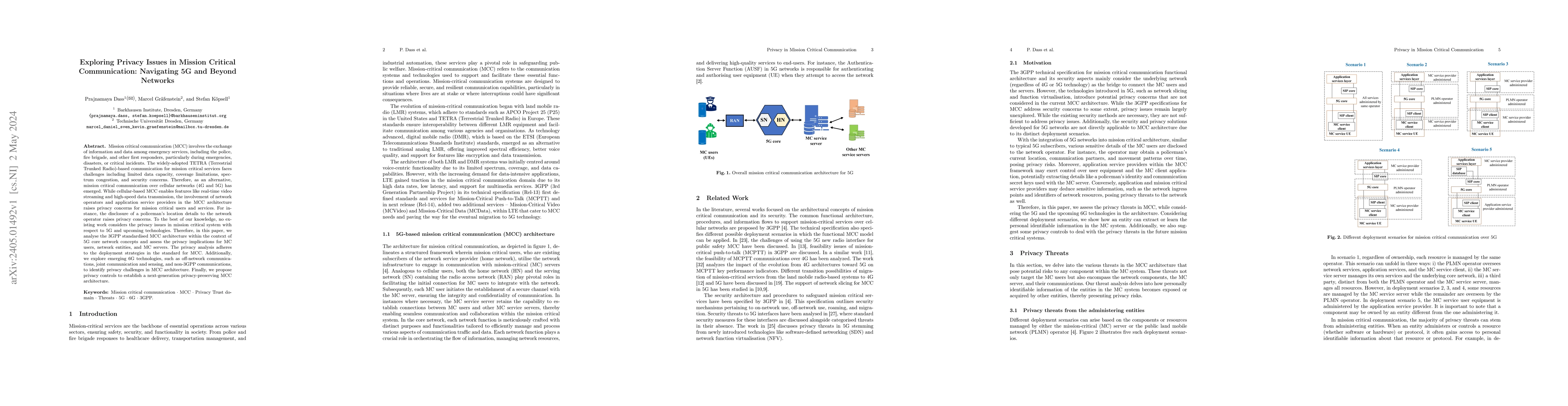 Thumbnail for Exploring Privacy Issues in Mission Critical Communication: Navigating
  5G and Beyond Networks