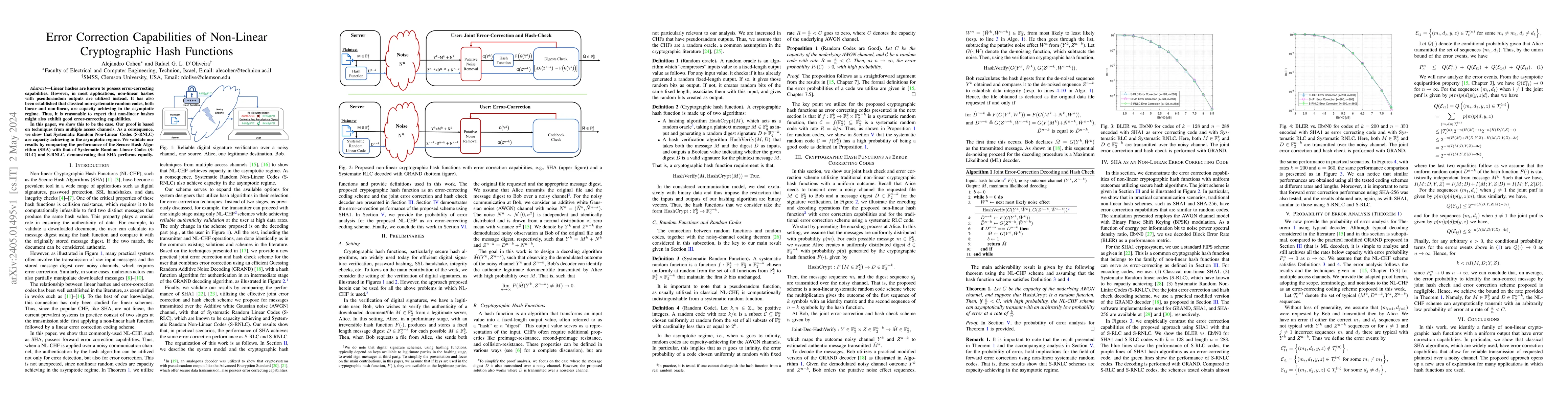 Thumbnail for Error Correction Capabilities of Non-Linear Cryptographic Hash Functions