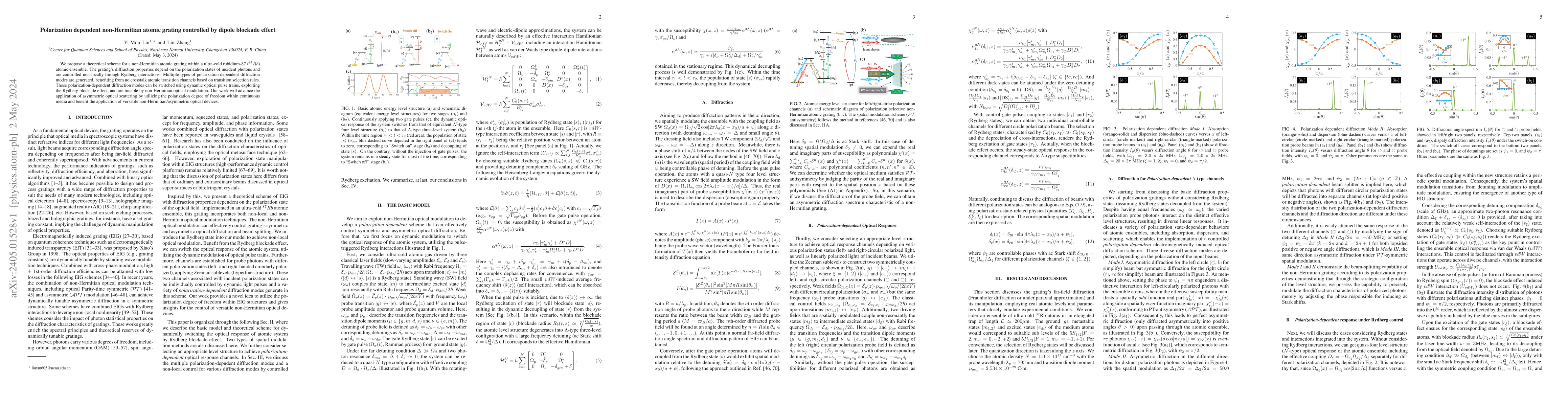 Thumbnail for Polarization dependent non-Hermitian atomic grating controlled by dipole
  blockade effect
