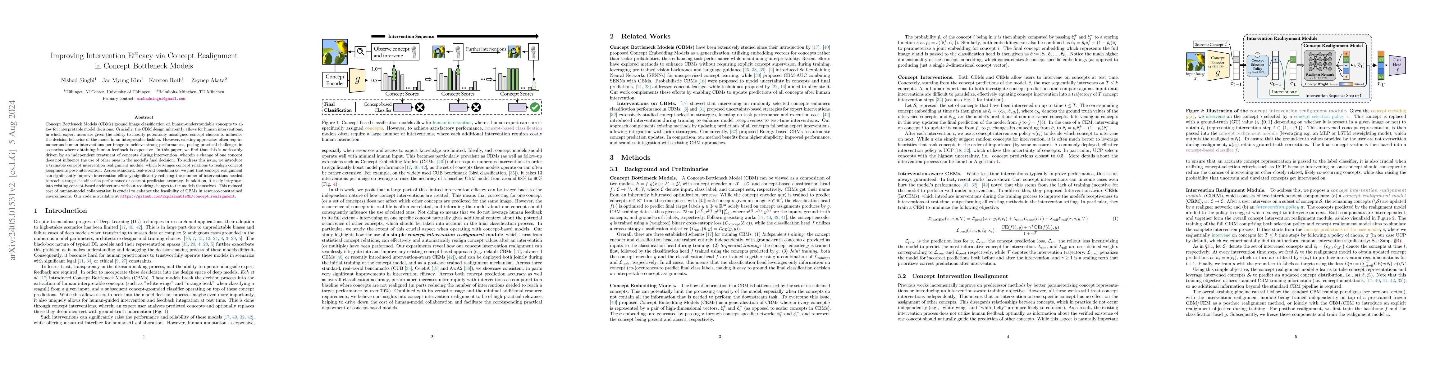 Thumbnail for Improving Intervention Efficacy via Concept Realignment in Concept
  Bottleneck Models