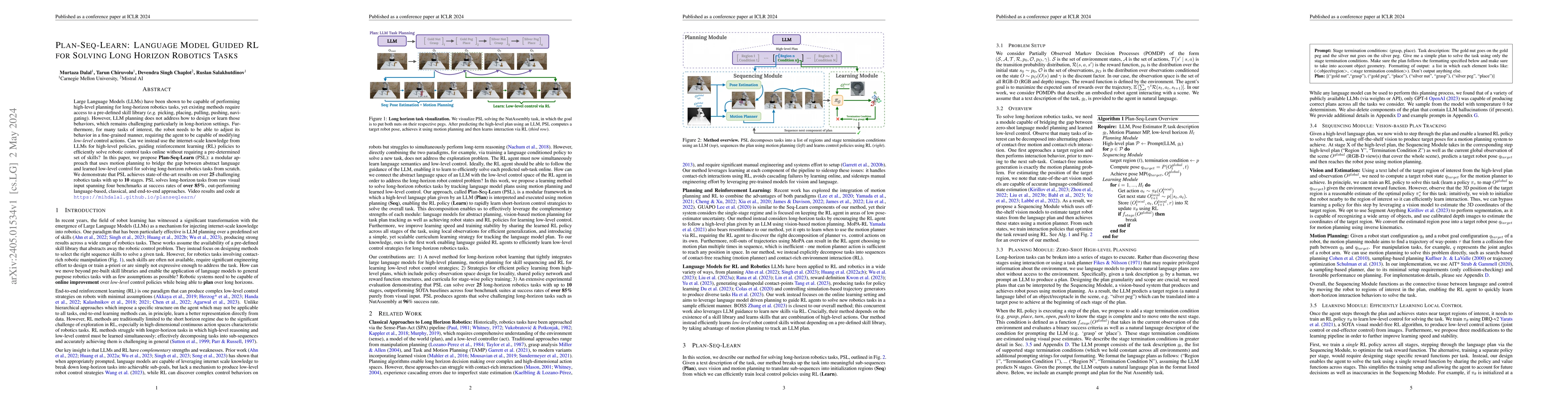 Thumbnail for Plan-Seq-Learn: Language Model Guided RL for Solving Long Horizon
  Robotics Tasks