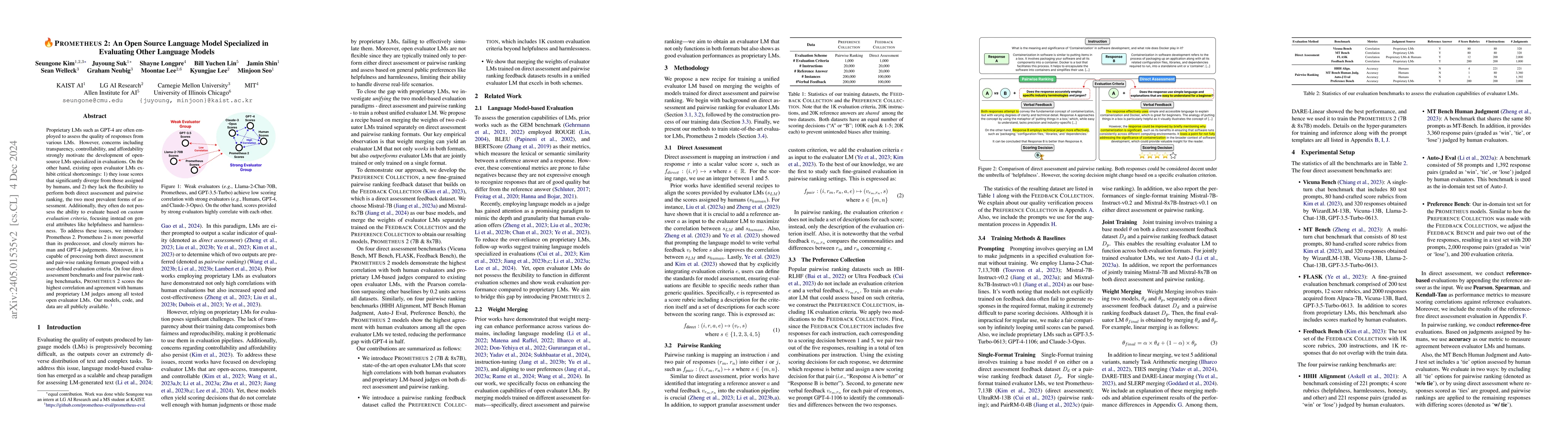 Thumbnail for Prometheus 2: An Open Source Language Model Specialized in Evaluating
  Other Language Models
