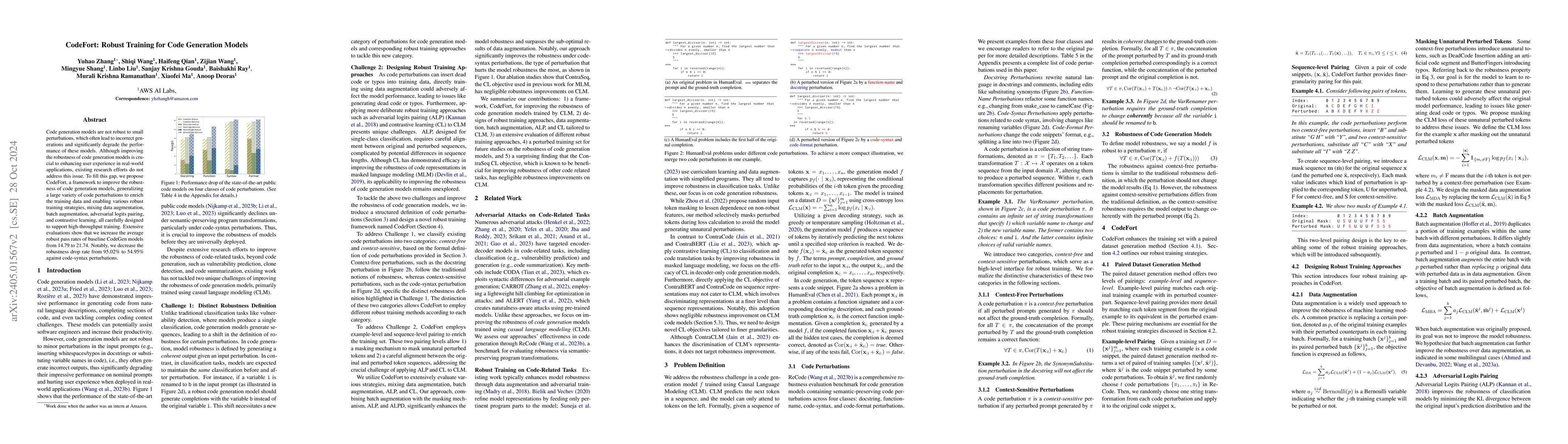 Thumbnail for CodeFort: Robust Training for Code Generation Models
