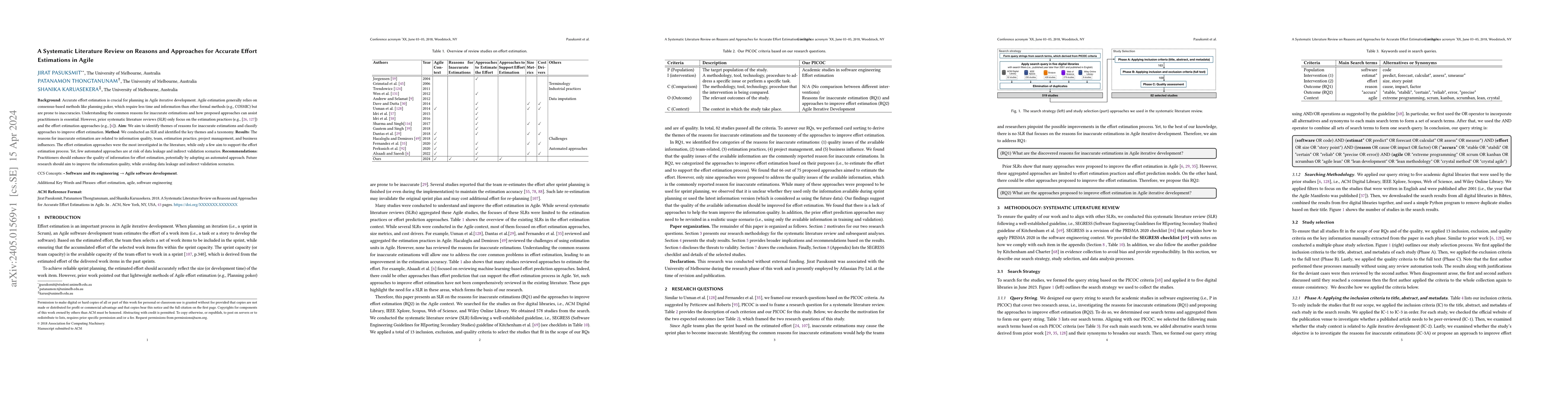 Thumbnail for A Systematic Literature Review on Reasons and Approaches for Accurate
  Effort Estimations in Agile