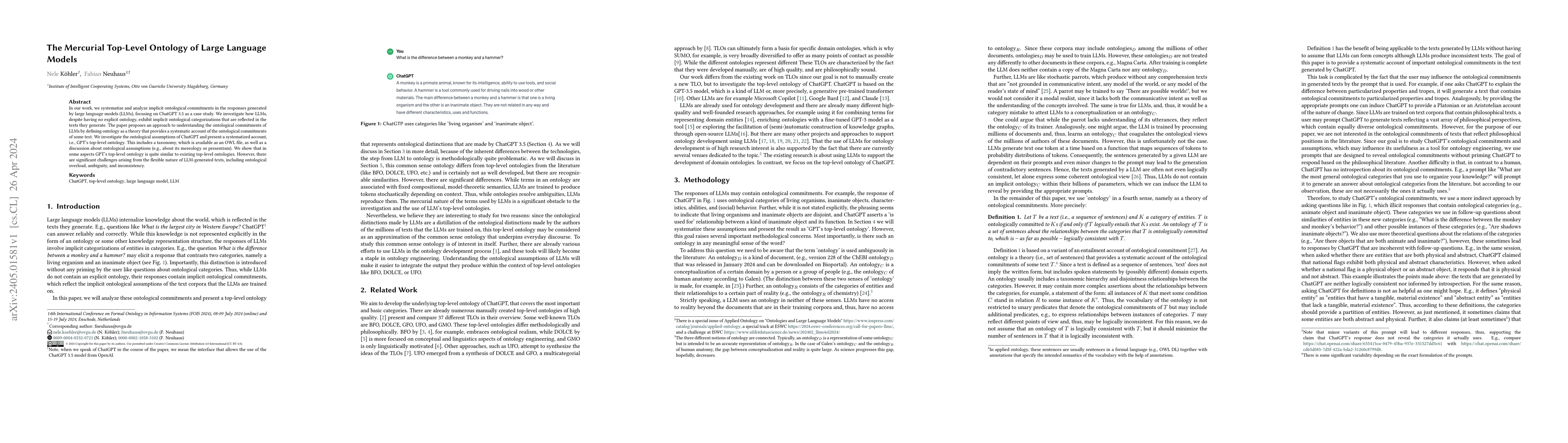 Thumbnail for The Mercurial Top-Level Ontology of Large Language Models