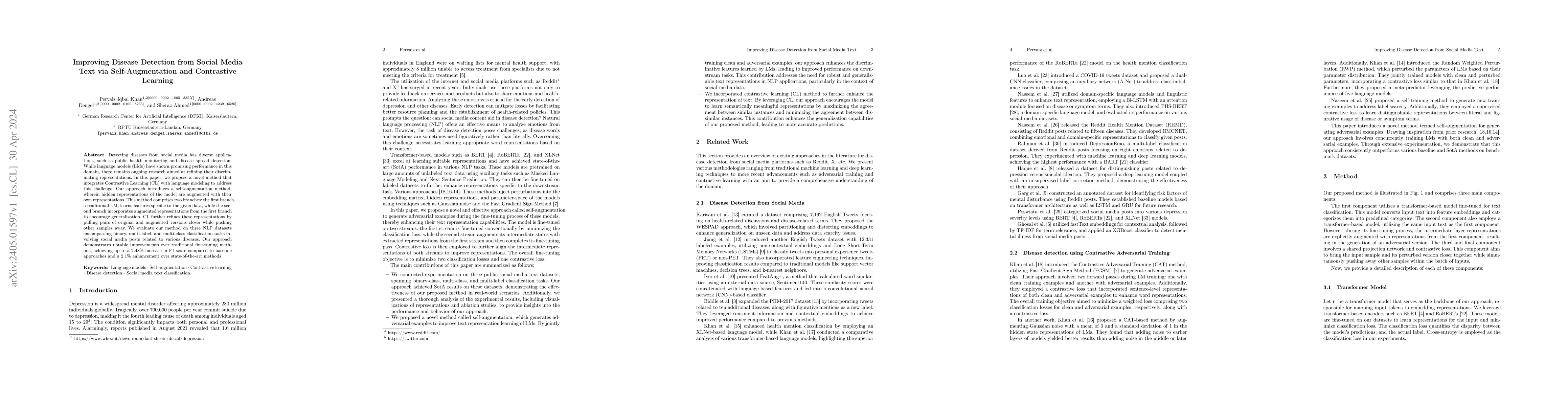 Thumbnail for Improving Disease Detection from Social Media Text via Self-Augmentation
  and Contrastive Learning
