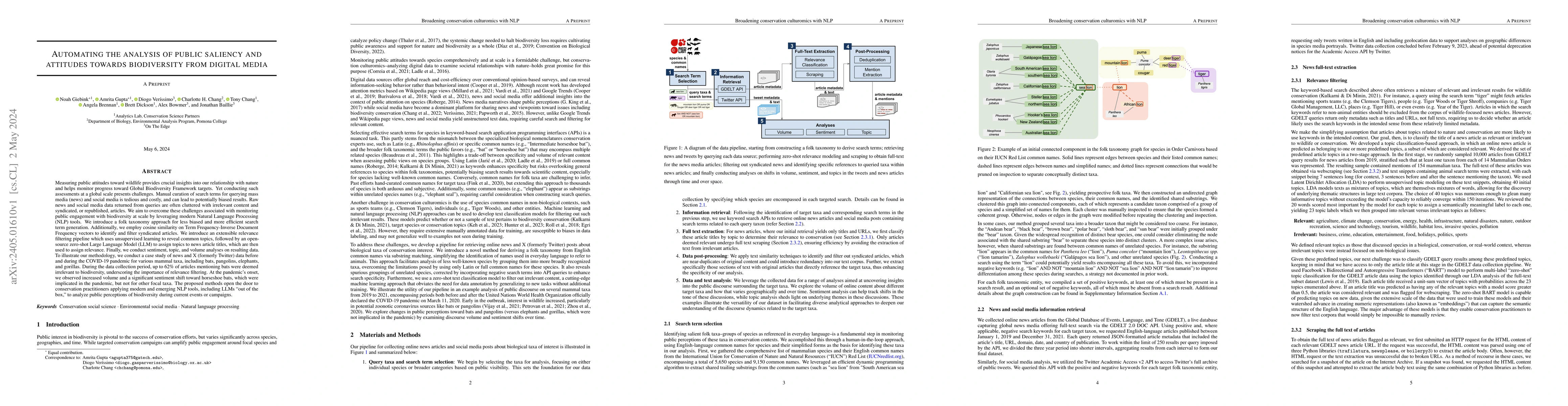 Thumbnail for Automating the Analysis of Public Saliency and Attitudes towards
  Biodiversity from Digital Media