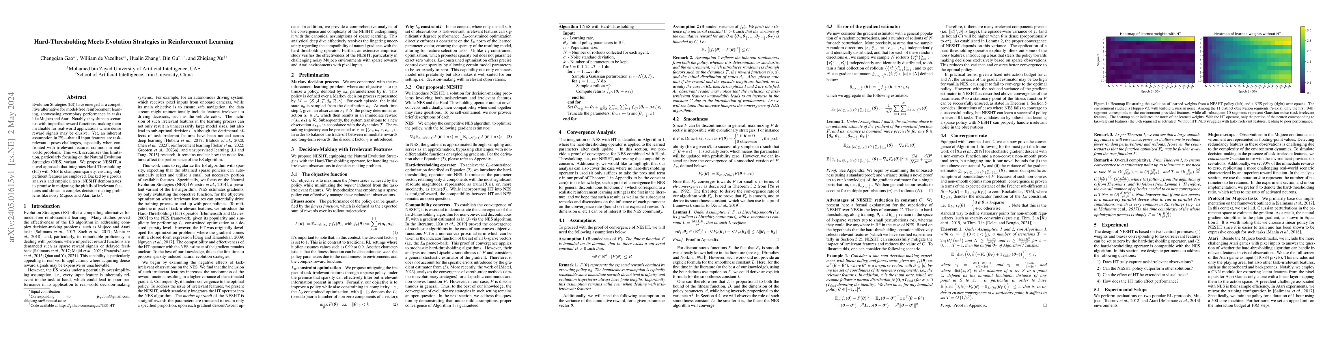 Thumbnail for Hard-Thresholding Meets Evolution Strategies in Reinforcement Learning