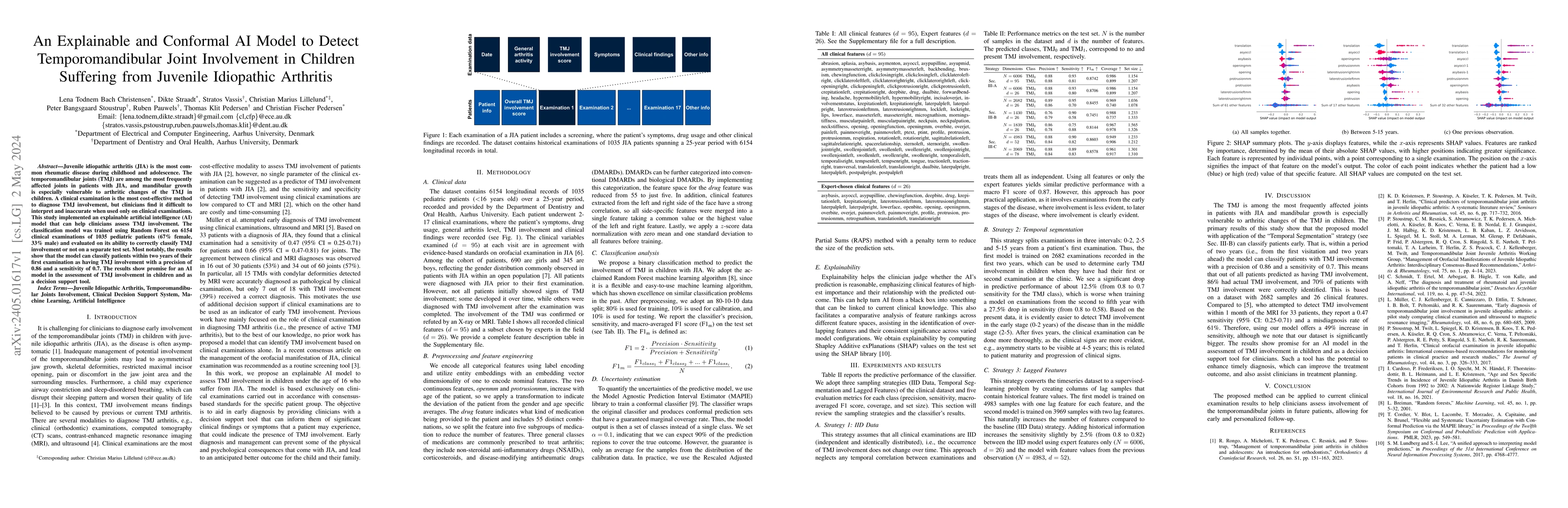 Thumbnail for An Explainable and Conformal AI Model to Detect Temporomandibular Joint
  Involvement in Children Suffering from Juvenile Idiopathic Arthritis