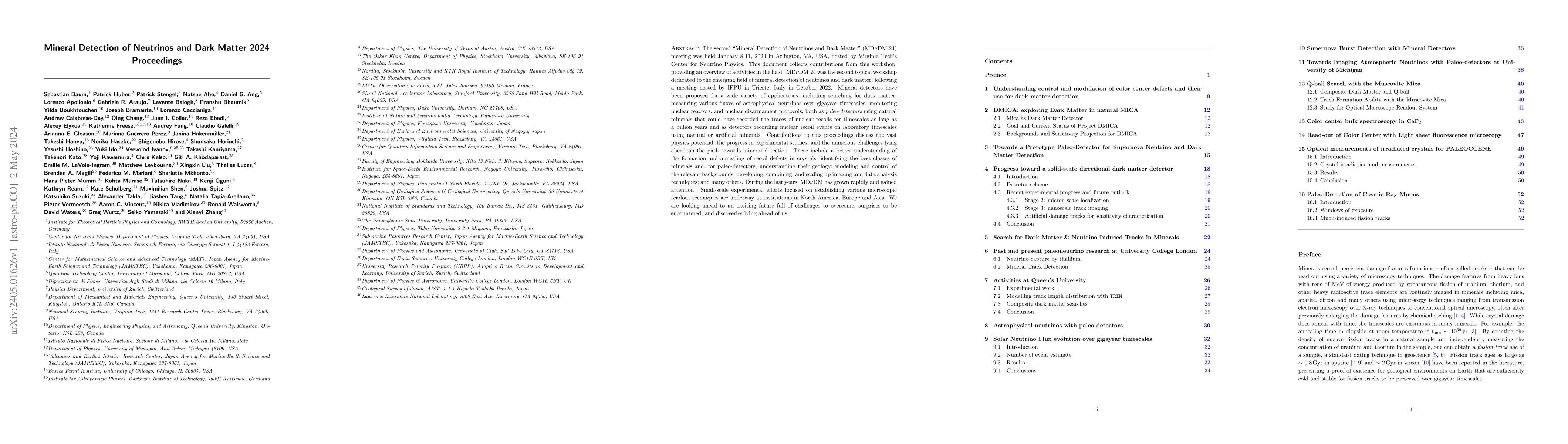 Thumbnail for Mineral Detection of Neutrinos and Dark Matter 2024. Proceedings