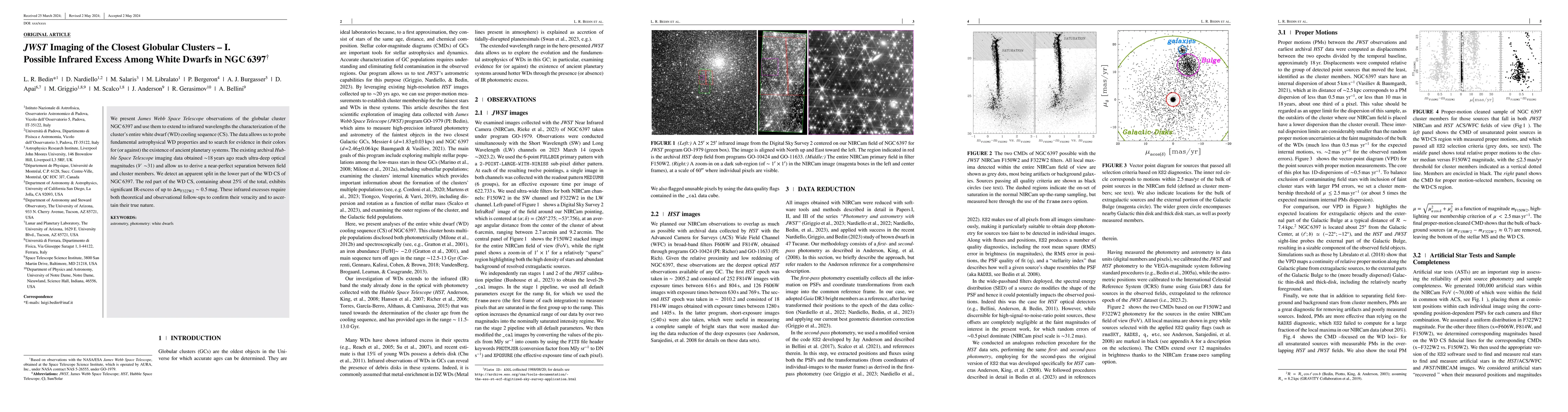 Thumbnail for JWST Imaging of the Closest Globular Clusters -- I. Possible Infrared
  Excess Among White Dwarfs in NGC 6397