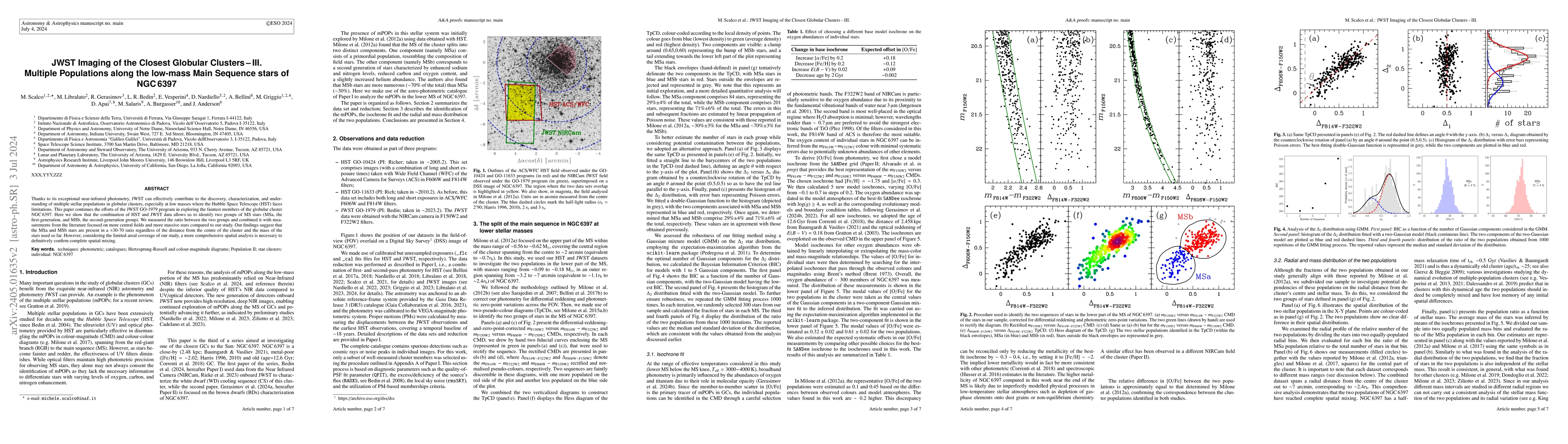 Thumbnail for JWST Imaging of the Closest Globular Clusters -- III. Multiple
  Populations along the low-mass Main Sequence stars of NGC 6397
