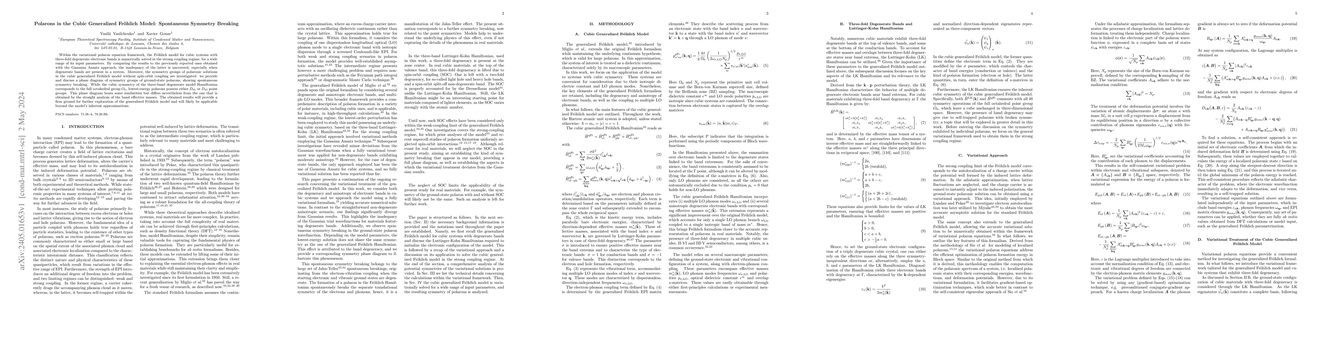 Thumbnail for Polarons in the Cubic Generalized Fr\"ohlich Model: Spontaneous Symmetry
  Breaking