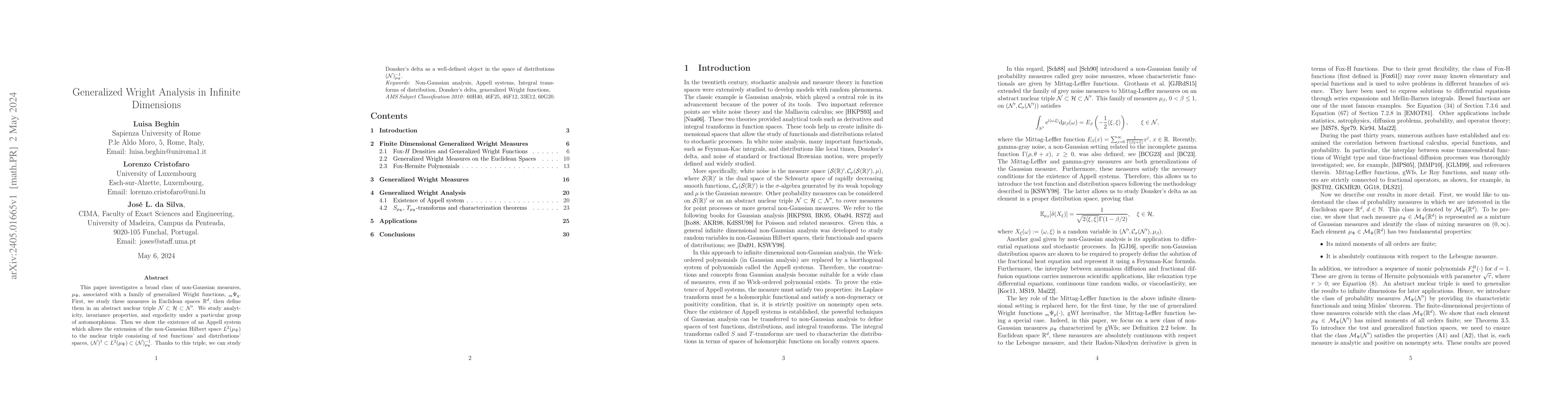 Thumbnail for Generalized Wright Analysis in Infinite Dimensions