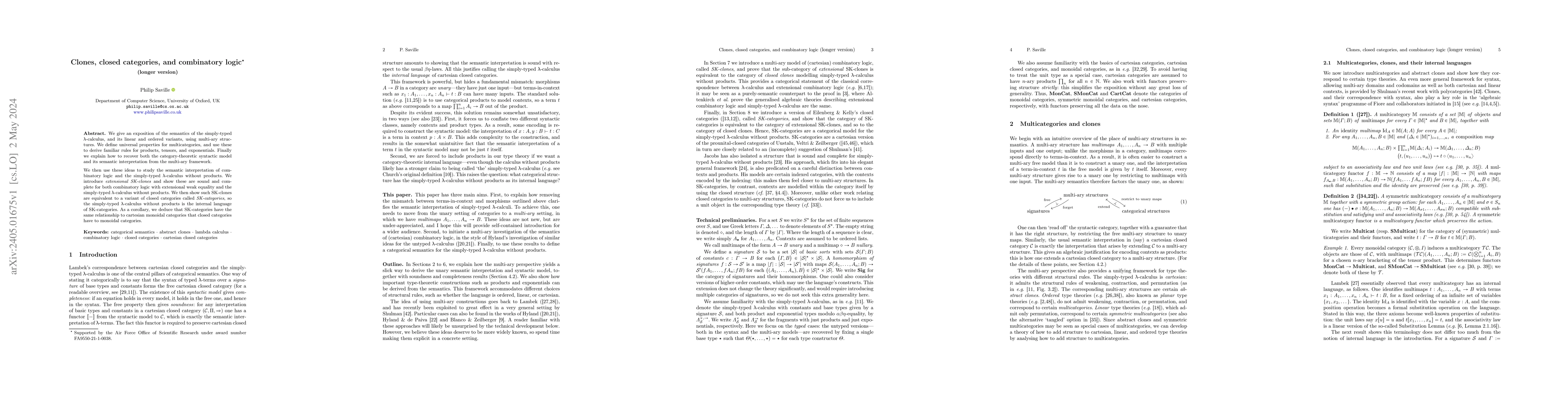 Thumbnail for Clones, closed categories, and combinatory logic