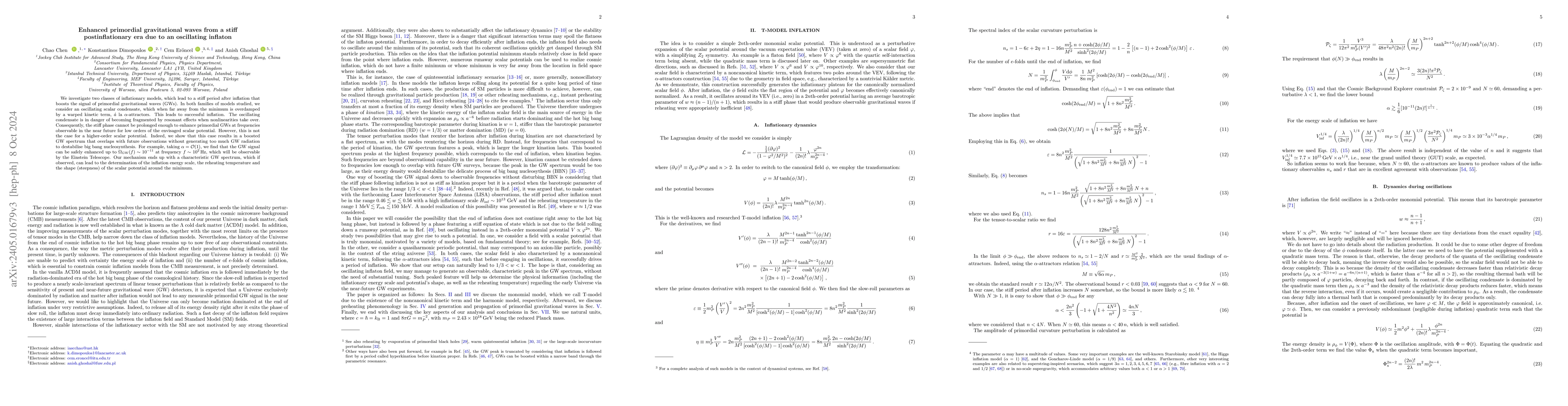 Thumbnail for Enhanced primordial gravitational waves from a stiff post-inflationary
  era due to an oscillating inflaton