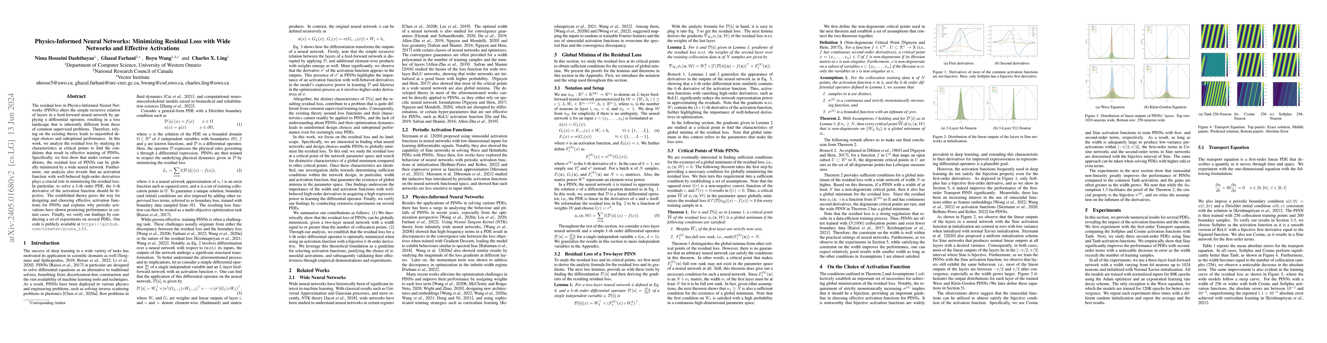 Thumbnail for Physics-Informed Neural Networks: Minimizing Residual Loss with Wide
  Networks and Effective Activations