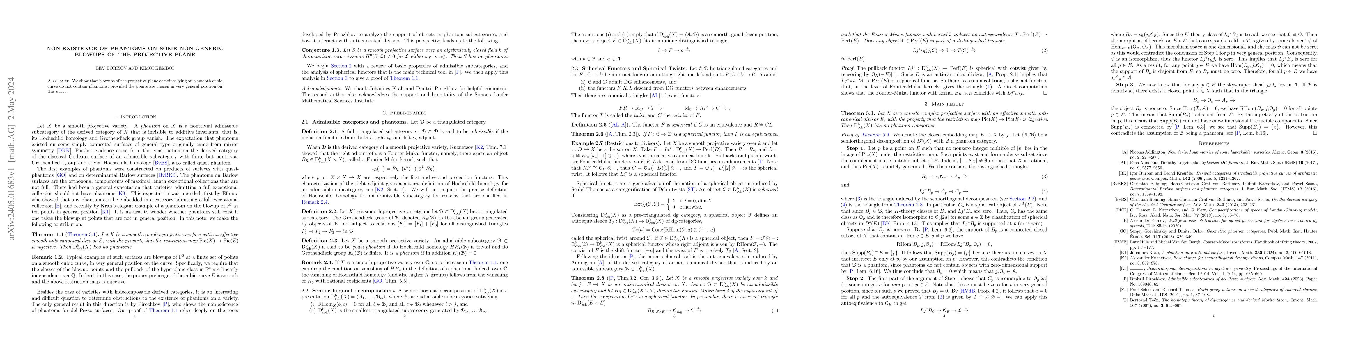 Thumbnail for Non-existence of phantoms on some non-generic blowups of the projective
  plane