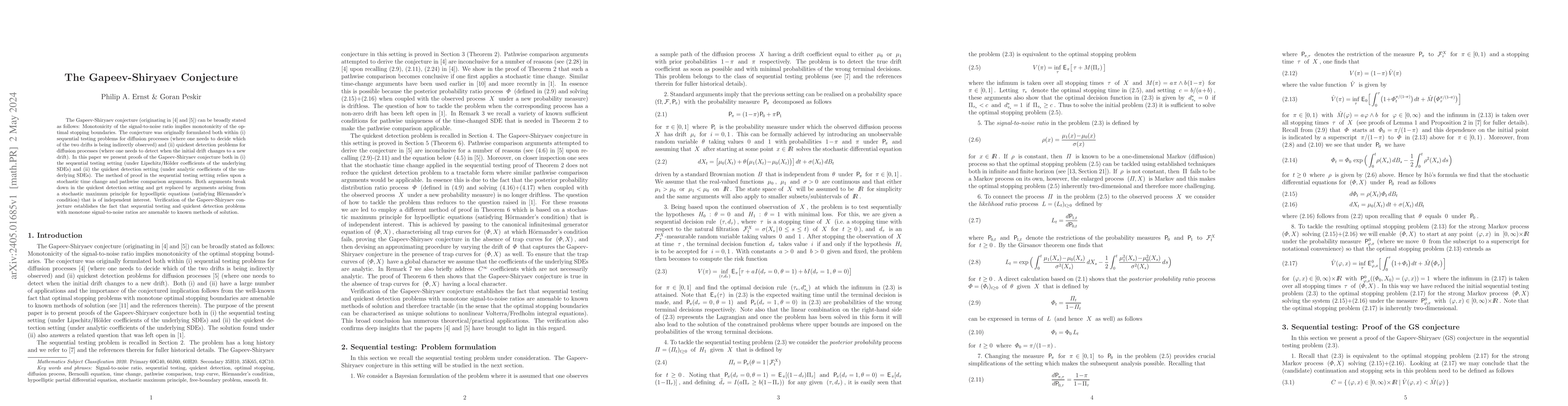 Thumbnail for The Gapeev-Shiryaev Conjecture
