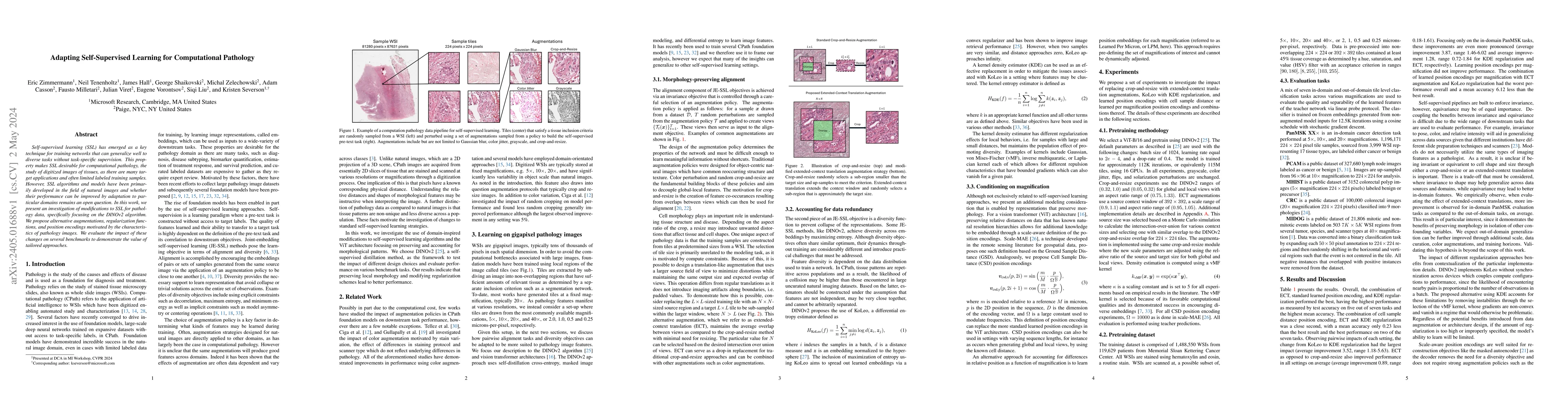 Thumbnail for Adapting Self-Supervised Learning for Computational Pathology