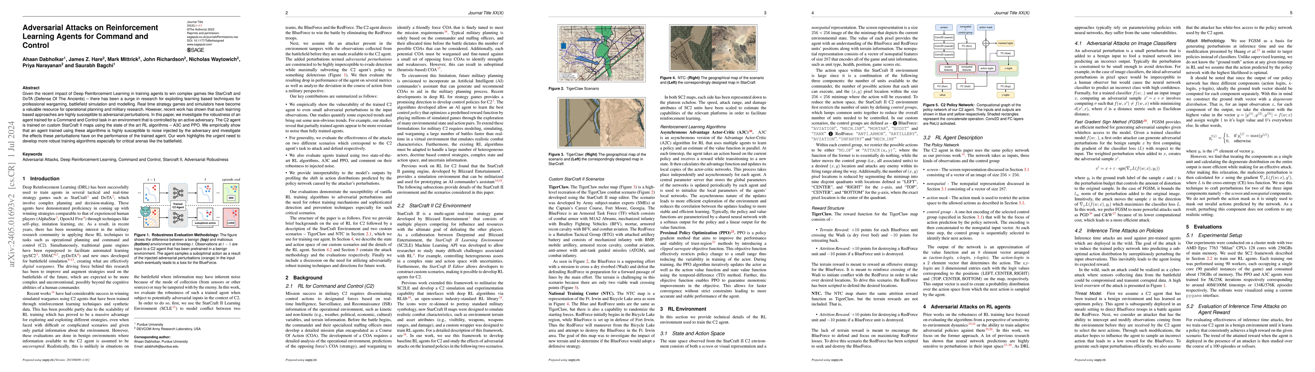 Thumbnail for Adversarial Attacks on Reinforcement Learning Agents for Command and
  Control