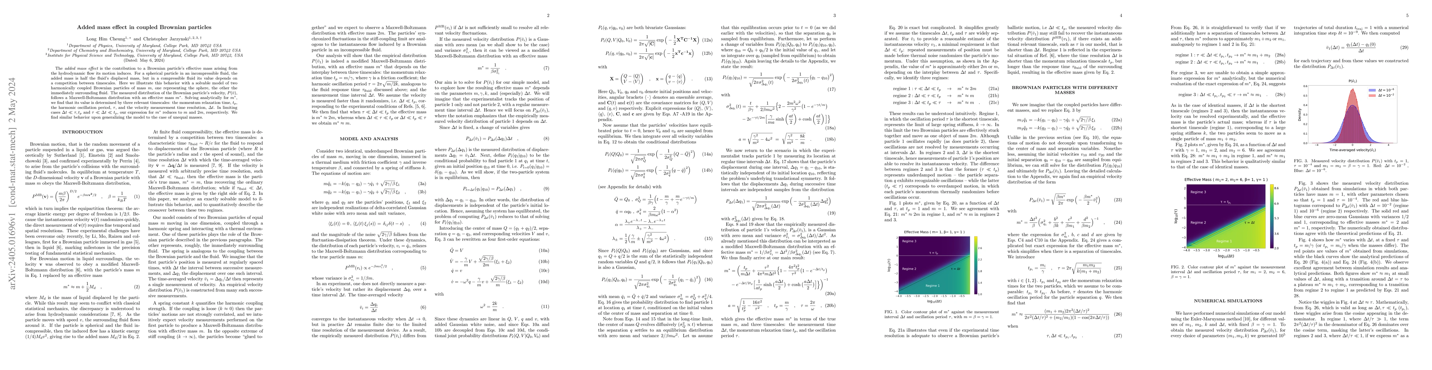 Thumbnail for Added mass effect in coupled Brownian particles