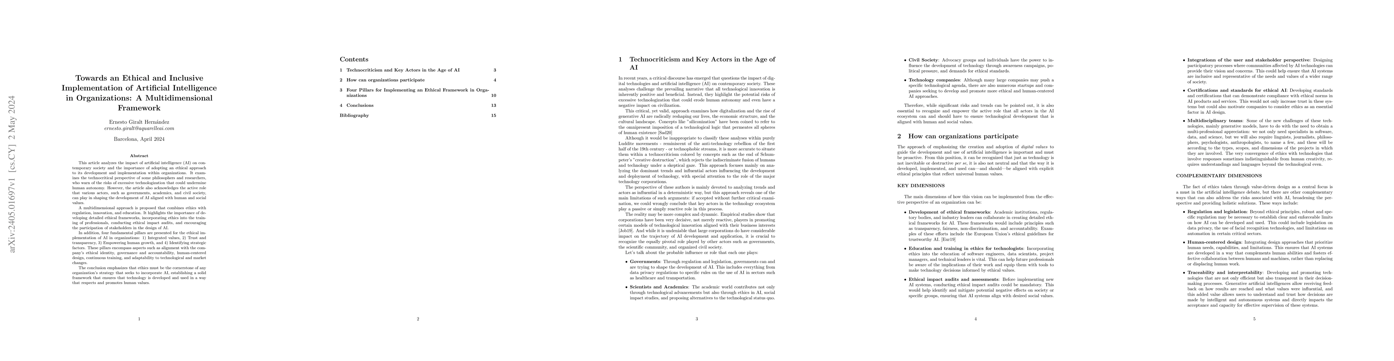 Thumbnail for Towards an Ethical and Inclusive Implementation of Artificial
  Intelligence in Organizations: A Multidimensional Framework