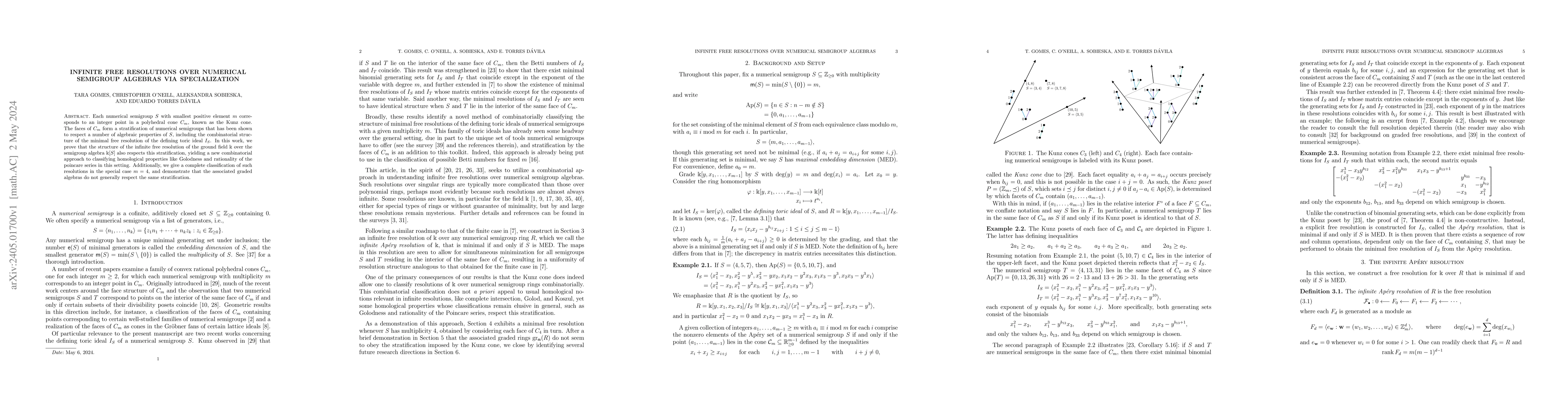 Thumbnail for Infinite free resolutions over numerical semigroup algebras via
  specialization