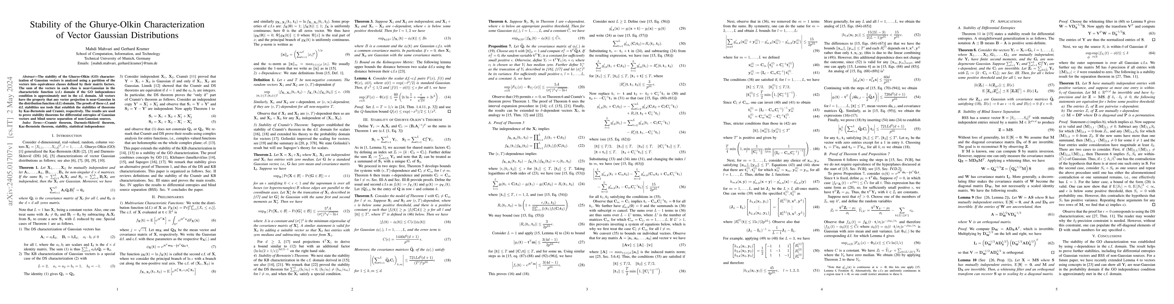 Thumbnail for Stability of the Ghurye-Olkin Characterization of Vector Gaussian
  Distributions