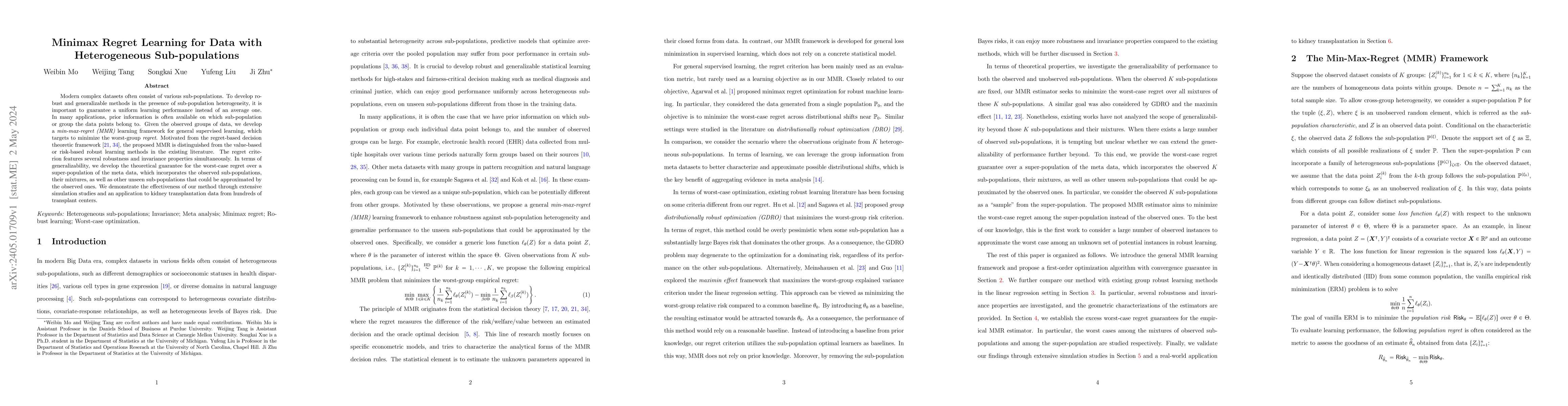 Thumbnail for Minimax Regret Learning for Data with Heterogeneous Subgroups