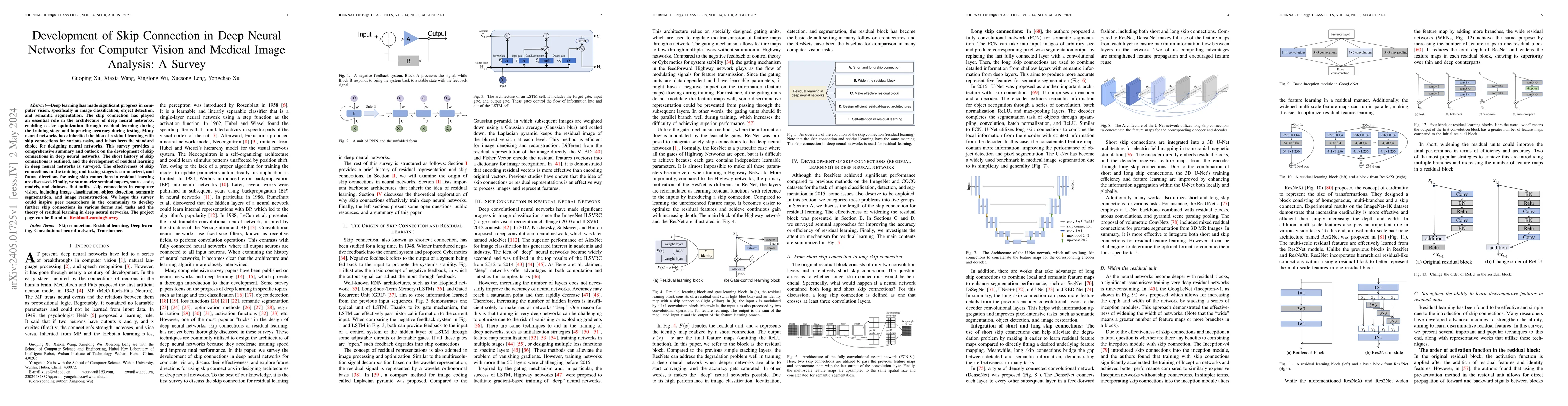Thumbnail for Development of Skip Connection in Deep Neural Networks for Computer
  Vision and Medical Image Analysis: A Survey