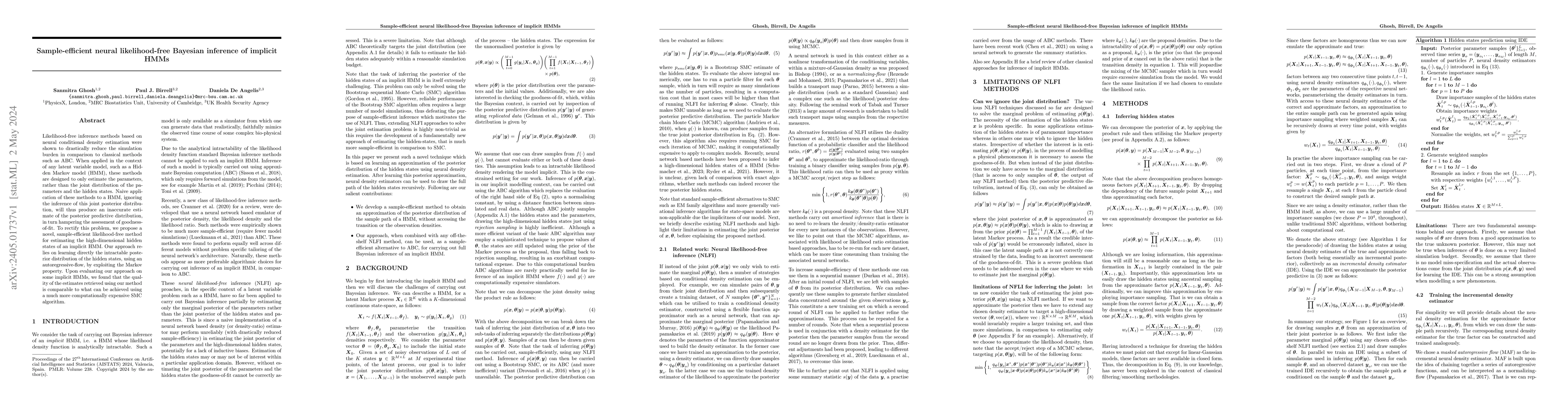 Thumbnail for Sample-efficient neural likelihood-free Bayesian inference of implicit
  HMMs