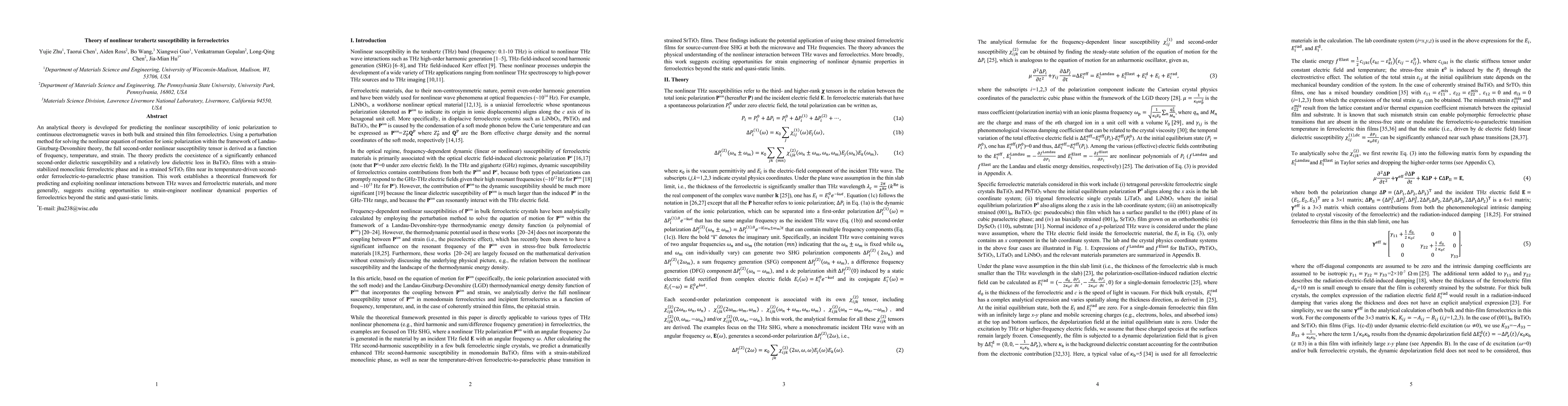 Thumbnail for Theory of nonlinear terahertz susceptibility in ferroelectrics