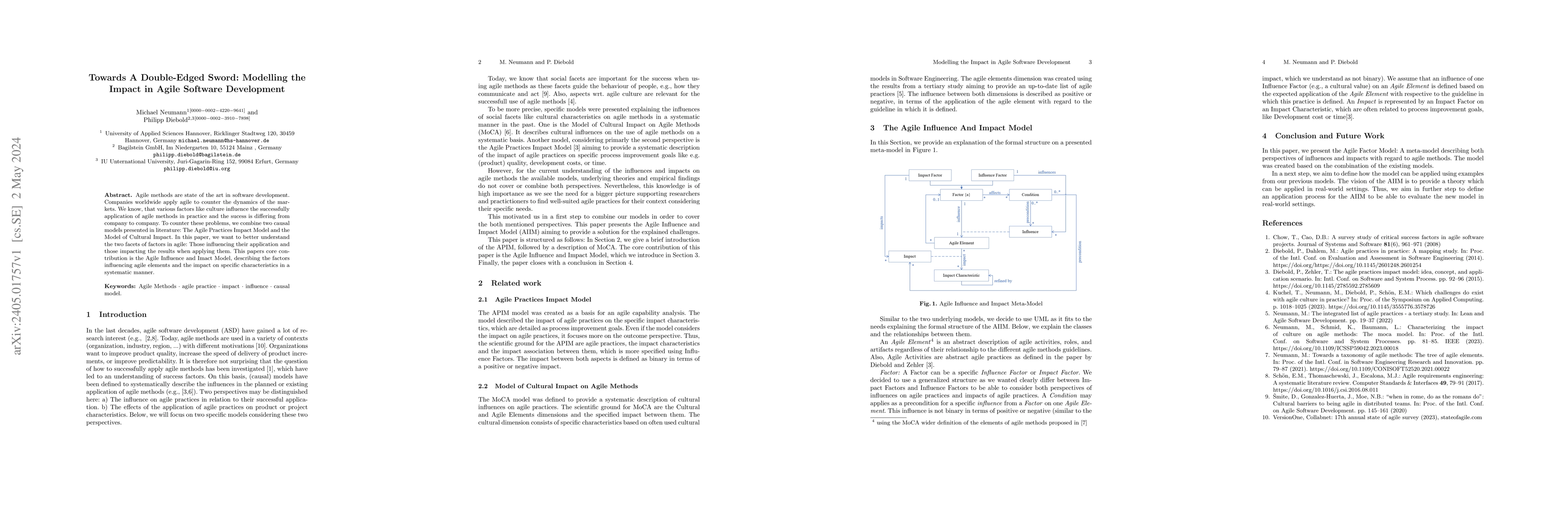 Thumbnail for Towards A Double-Edged Sword: Modelling the Impact in Agile Software
  Development