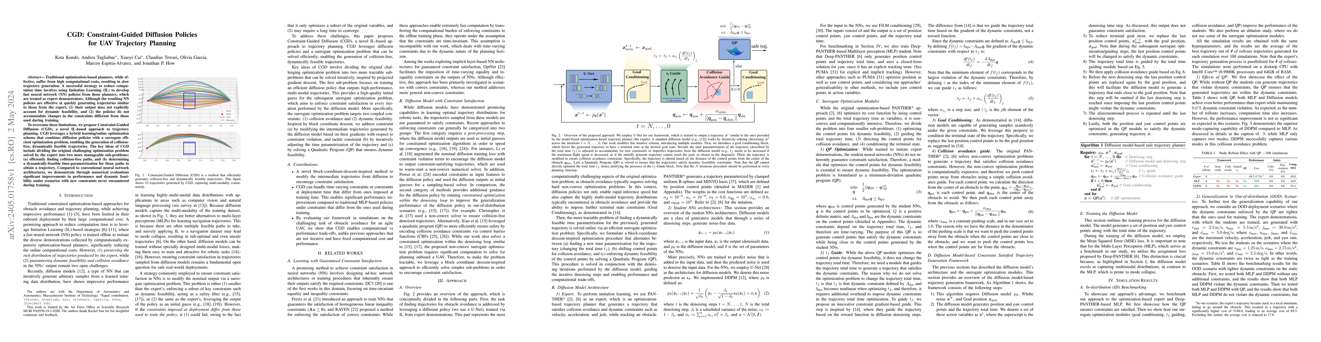 Thumbnail for CGD: Constraint-Guided Diffusion Policies for UAV Trajectory Planning