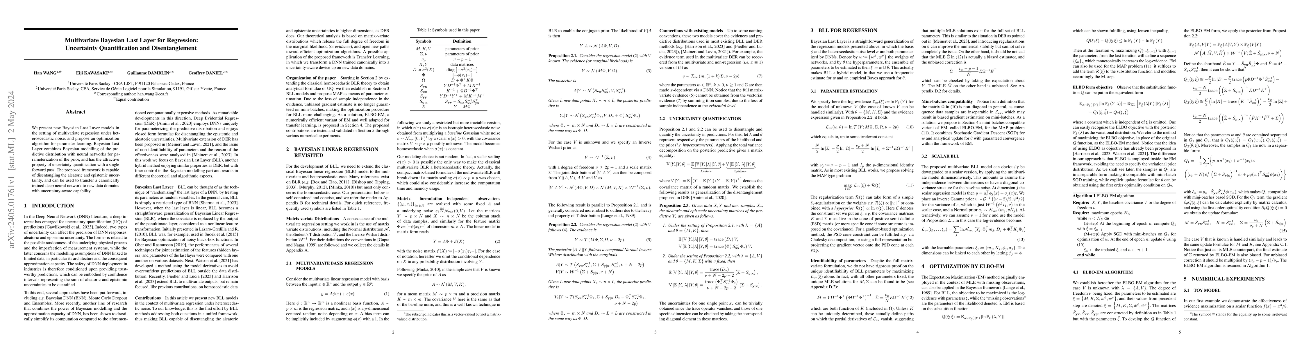 Thumbnail for Multivariate Bayesian Last Layer for Regression: Uncertainty
  Quantification and Disentanglement