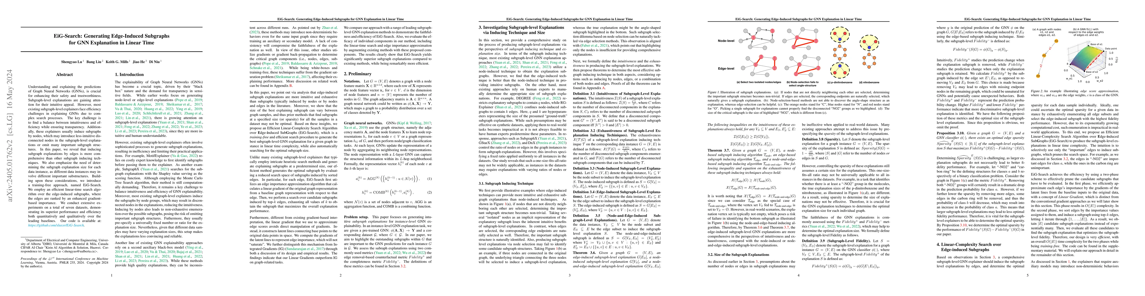 Thumbnail for EiG-Search: Generating Edge-Induced Subgraphs for GNN Explanation in
  Linear Time