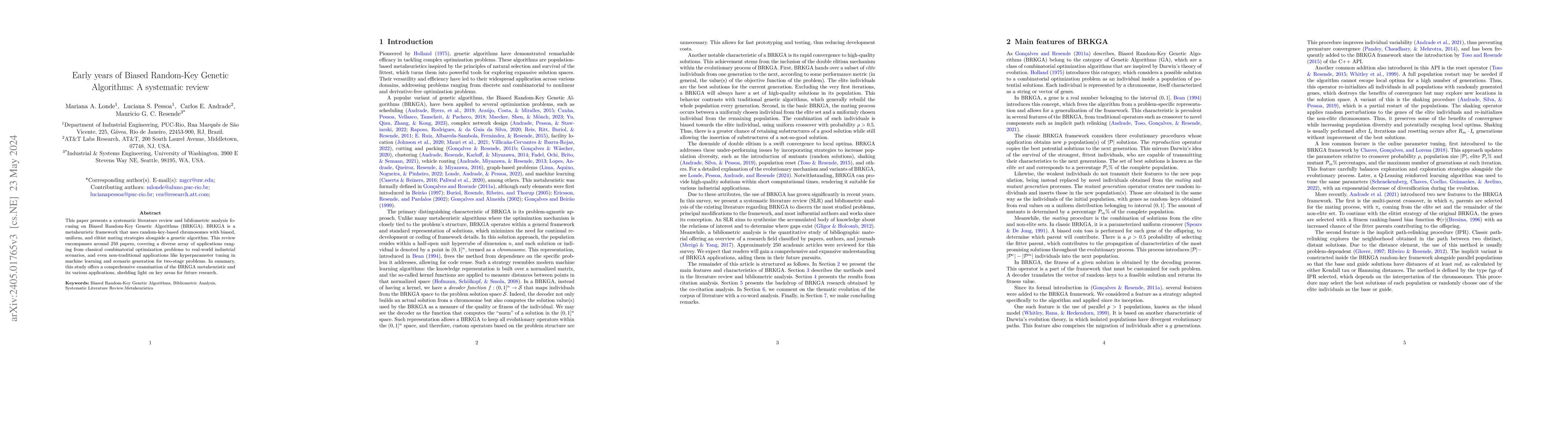 Thumbnail for Early years of Biased Random-Key Genetic Algorithms: A systematic review